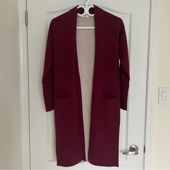 Aritzia Babaton Lance Cardigan Burgundy XXS - Picture 2 of 10